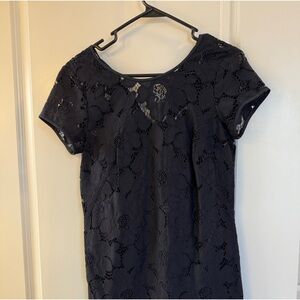 LOFT Navy Floral Lace Mini Dress